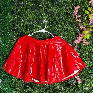 SHEIN Shiny Red High-Low Skirt